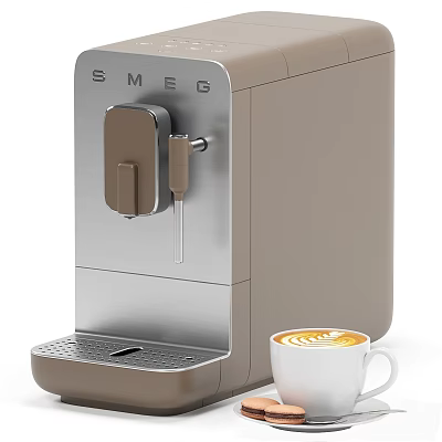 SMEG Modern Coffee Machine Kitchen Appliance With Latte Art Coffee Cup 3d model