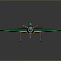 Green Airplane Model Classic Design With Single Propeller Engine And Yellow Accents 3d model