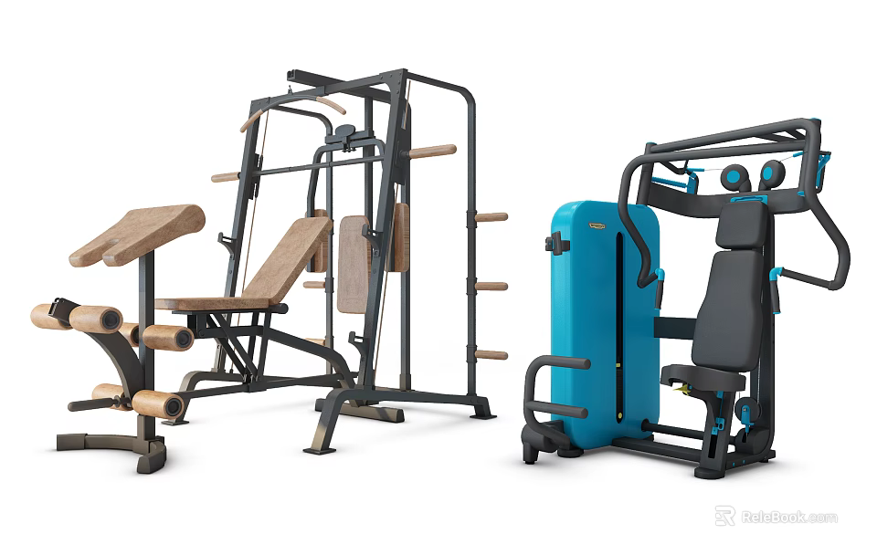 Diverse Sports Equipment For Gym Training With Strength Machines And Fitness Gear 3d model 