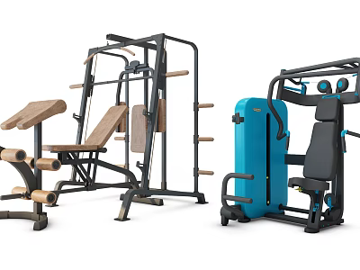 Diverse Sports Equipment For Gym Training With Strength Machines And Fitness Gear 3d model