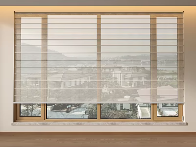 Light Filtering Roman Blinds for Window with Scenic Outdoor View and Natural Light 3d model