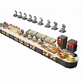 Long Buffet Table With Various Foods And Heating Lamps For Dining 3d model