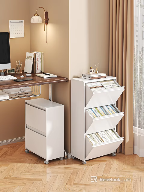 Modern White Multilayer Bookshelf With Tilted Compartments Storing Books In Study Room 3d model 