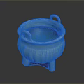 Light Blue Ceramic Furniture Piece With Two Handles Three Legs And Textured Surface