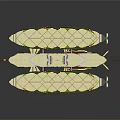 Fantasy Spacecraft Design With Double Airships Green Accents And Wing Structures