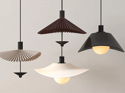 Modern Pendant Lights With Various Designs And Stylish Shades In Different Colors 3d model