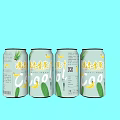 Canned Cool Mint Flavored Drinks With Banana And Cactus Graphics On Light Blue Background