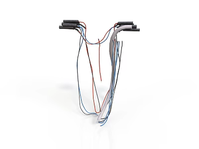 Wire Harness With Colored Wires And Black Connectors For Electrical Applications 3d model