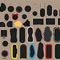 Various Shapes And Colors Mirrors Hanging On Wall For Decorative