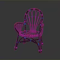 Classic Wicker Armchair With Black Frame Orange Accents And Curved Backrest