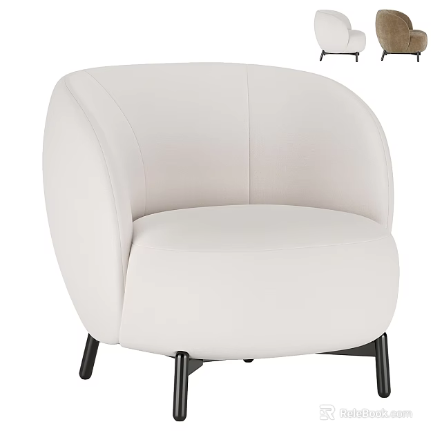 Modern White Accent Chair With Sleek Upholstered Design And Black Legs 3d model 