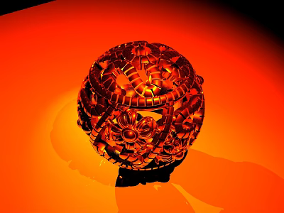 Spherical Jewelry with Intricate Patterned Craftsmanship and Metallic Shine on Orange Background 3d model