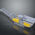 Yellow And Gray Tracked Mobile Industrial Machine With Conveyor Belt And Operator Cabin
