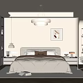 Modern Bedroom Interior Design With Cozy Bed Circular Pendant Light Nightstands Framed Artwork And Rug