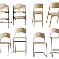 Various Kids Chair Styles Featuring Folding Fixed Designs Metal Frames Light Seats 3d model