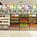 Fruit Store Interior Display With Fresh Apples Oranges Bananas And Colorful Signs
