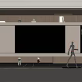 Modern TV Wall Design With Wooden Panels Storage Cabinets And Decorative Figurines