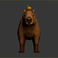 Cute Capybara Character 3D Model With Small Pumpkin On Head 3d model
