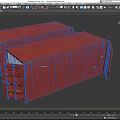 Red Industrial Containers With Two Units One Open Door And Interior Structure 3d model