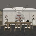 Traditional Tea Room Interior Design With Round Decor Wooden Table And Tea Sets