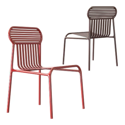 Modern Leisure Chairs With Striped Metal Frame And Two Tone Colors 3d model