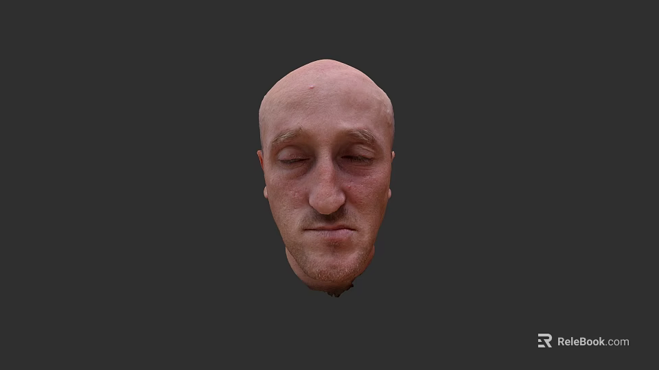 Bald Man With Closed Eyes And Calm Expression Against Dark Background Close Up Portrait 3d model 
