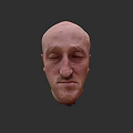 Bald Man With Closed Eyes And Calm Expression Against Dark Background Close Up Portrait