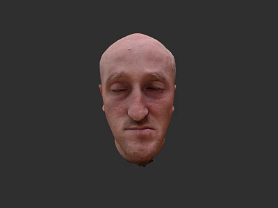 Bald Man With Closed Eyes And Calm Expression Against Dark Background Close Up Portrait 3d model