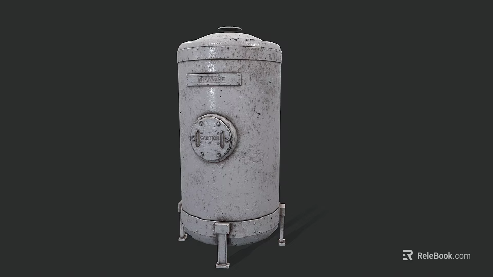 Industrial Equipment Cylindrical Tank With Rustic Surface Base Support And Circular Valve 3d model 