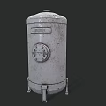 Industrial Equipment Cylindrical Tank With Rustic Surface Base Support And Circular Valve