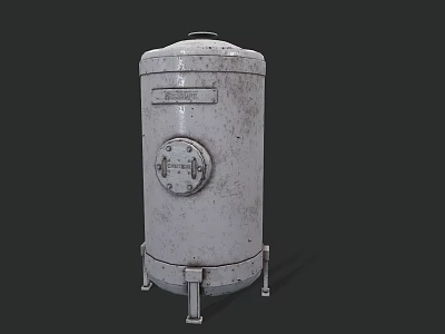 Industrial Equipment Cylindrical Tank With Rustic Surface Base Support And Circular Valve 3d model