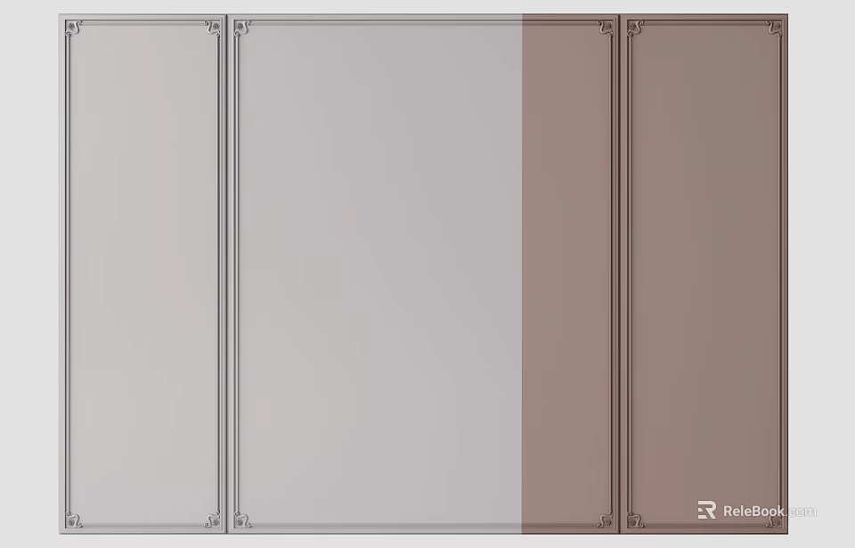 Modern Background Wall Design With Gray And Brown Panels And Decorative Borders 3d model