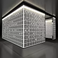Modern Illuminated Art Installation With Grid Panels And Chinese Characters 3d model