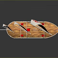 Traditional Sailing Ship With Red Hull Green Bottom And White Sails Featuring Red Star Symbols