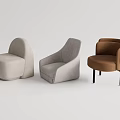 Modern Single Sofa in Brown and Light Gray with Minimalist Designs 3d model