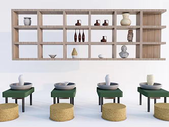 Modern Storage Rack Ceramic Art Workbench Handmade Table Ceramic Art Table Ceramic Art Shop Display Rack 3d model