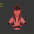 Female Game Movie Character With Long Black Hair Strappy Outfit And Necklace Accessory 3D Render