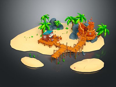 Modern Cartoon Scene Vacation Paradise Vacation Island Vacation Island Vacation 3d model