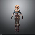 3D Animated Female Character With Blonde Hair Blue Top Pink Vest And Brown Pants