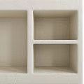 Minimalist Bathroom Vanity With Stone Countertop Round Wooden Frame Mirror And Faucet Storage Compartments