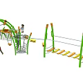 Green Orange Outdoor Playground Equipment with Climbing Nets Swings Slides for Kids Play Area
