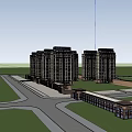 Modern Commercial Street With High Rise Buildings And Retail Stores