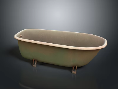 Elegant Vintage Green Oval Bathtub With Metal Legs And Smooth Surface 3d model