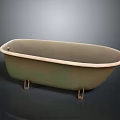 Elegant Vintage Green Oval Bathtub With Metal Legs And Smooth Surface