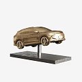 Detailed Golden SUV Model on Floating Display Stand with Black Base
