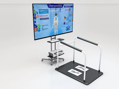 Rehabilitation Medical Equipment With Digital Screen And Parallel Bars For Patient Training 3d model