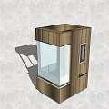 Outdoor Brown Wooden Texture Kiosk With Transparent Glass Window Small Display And Stable Base