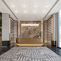 Modern Luxury Real Estate Sales Office Lobby With Marble Decorations And Residential Project Sand Table