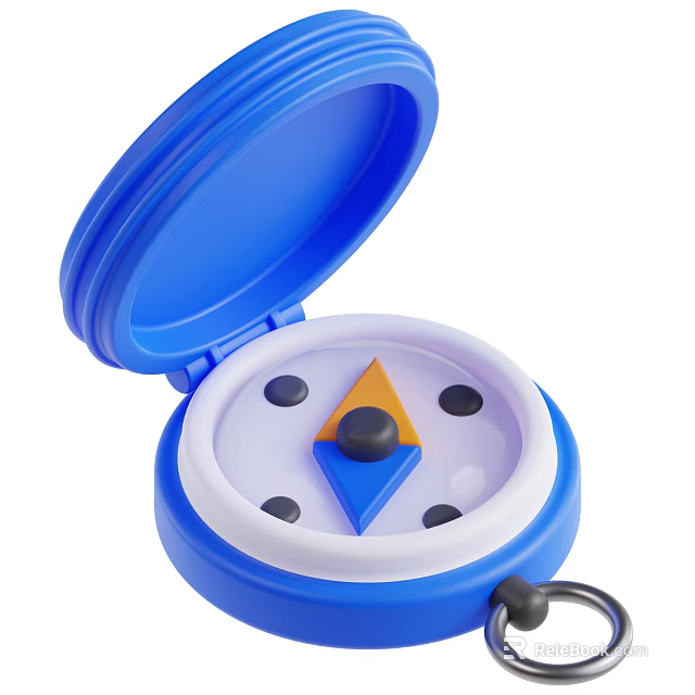 Compact Blue Industrial Equipment with Hinged Lid Black Dots Internal Triangle Pointer and Hanging Ring 3d model