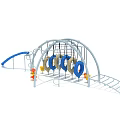 Outdoor Playground Equipment With Ring Swings Blue Slide And Climbing Structure